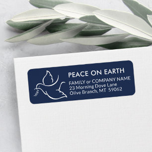 Bird of Peace Navy Blue Holiday Return Address