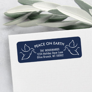Bird of Peace Navy White Holiday Return Address