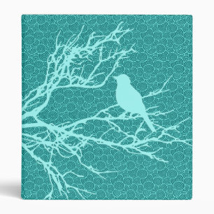 Bird on a Branch, Aqua Against Turquoise Binder