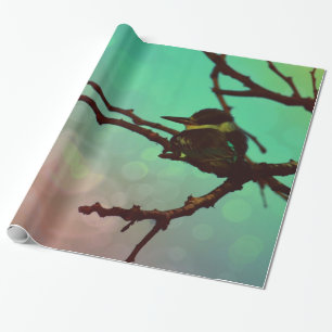 Bird On A Branch -Aqua N Pink Wrapping Paper