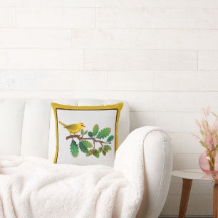 Bird on a Branch-Nature-Inspired Throw Pillow