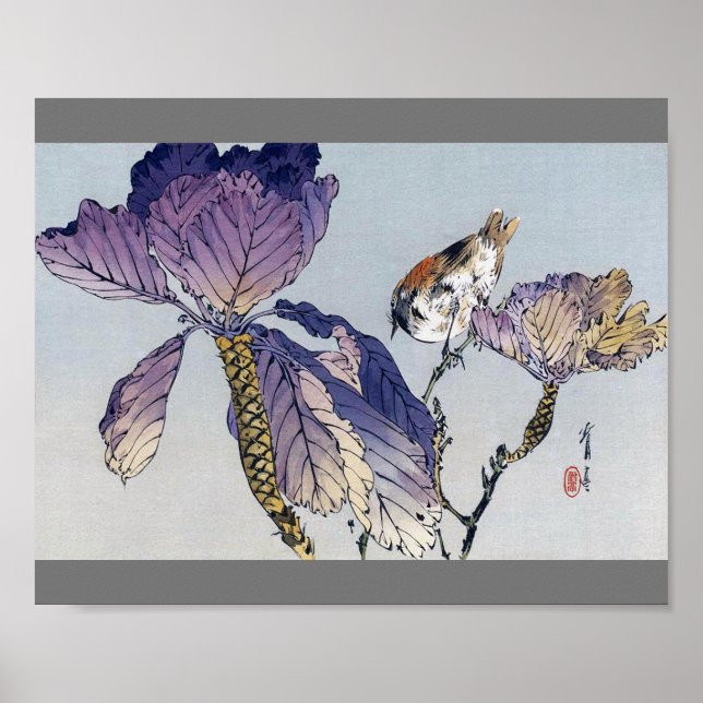 Bird on a Branch, Watanabe Seitei Poster (Front)