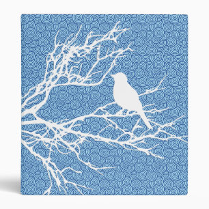Bird on a Branch, White Against Sky  Blue Binder