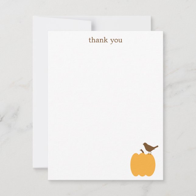 Bird on a Citrouille Flat Thank You Note Cartes (Devant)