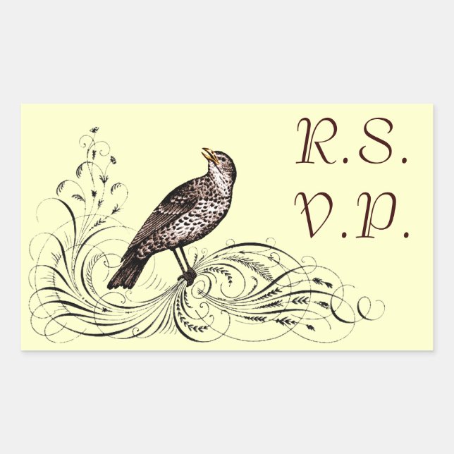Bird on a Scroll (Brown) Sticker (Front)