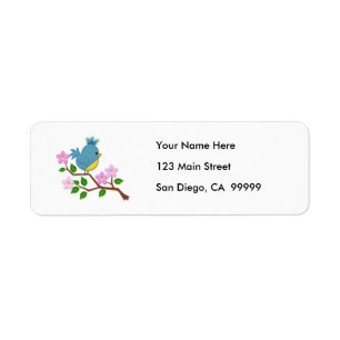 Bird on a Tree Limb with Spring Flowers