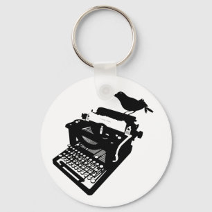 Bird on a Typewriter Keychain
