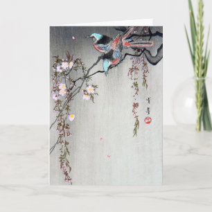 Bird on a Weeping Cherry Branch, Watanabe Seitei Card