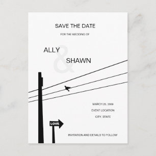 BIRD ON A WIRE ANNOUNCEMENT POSTCARD