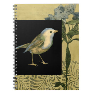 Bird on Black and Vintage Background Notebook