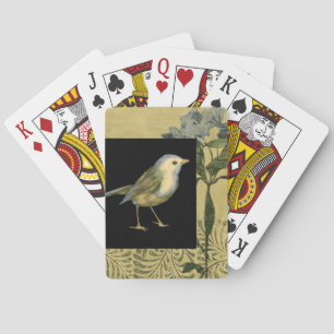 Bird on Black and Vintage Background Playing Cards