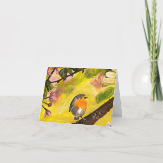 Bird on branch note thank you card