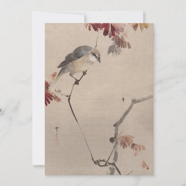 Bird on Branch Watching Spider | Watanabe Seitei (Front)