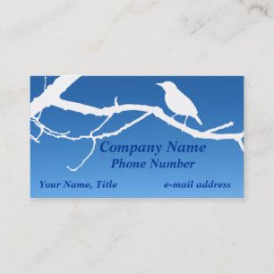 Bird on Branch white Business Card