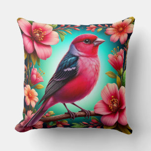🌿 Bird On Floral Branch Gift For Nature Lovers Throw Pillow
