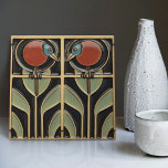 Bird on Flowers Art Deco Nouveau Wall Decor Tile<br><div class="desc">This ceramic tile features two birds and floral patterns reminiscent of the iconic style of Mackintosh. He was a prominent Scottish architect, designer, and artist of the Art Nouveau movement. Clean lines, geometric shapes, and a strong sense of symmetry characterize his work. These elements are beautifully represented in our collection...</div>