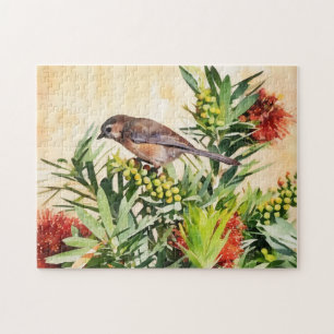 Bird on Flowers Nature Art Puzzle