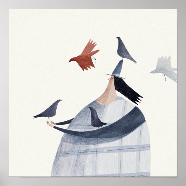 Bird on head poster (Front)