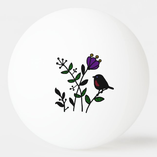 bird on meadow ping pong ball (Front)