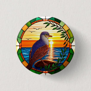 Bird on Rock Colourful Wildlife Nature 1 Inch Round Button