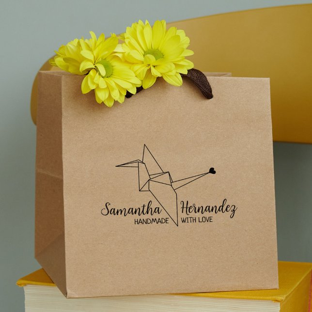Bird Origami Custom Handmade With Love Large  Rubber Stamp (Creator Uploaded)