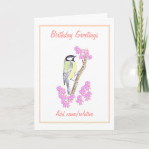 Bird Painting, Birthday Card, add name relation. Card