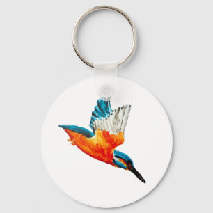 Bird Painting Flying Kingfisher Keychain