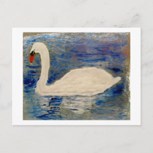 Bird Painting Swan Reflections Postcard