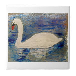 Bird Painting Swan Tile