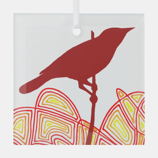 Bird Paper Napkins Glass Ornament (Front)