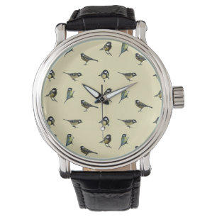 Bird Pattern Beige Pattern Watch