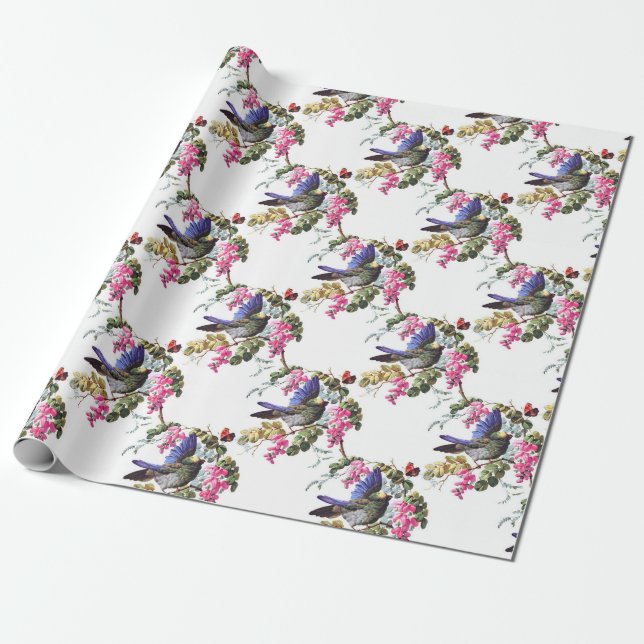 Bird pattern wrapping paper (Unrolled)