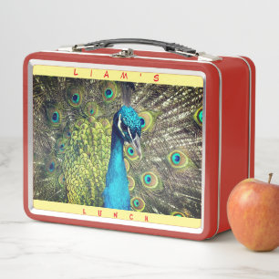 Bird Peacock (Personalize Name) Metal Lunch Metal Box