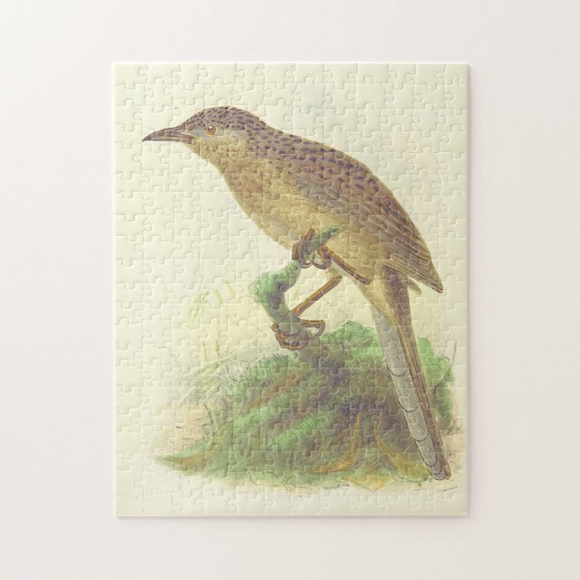 Bird Perched on a Branch, Vintage Look Puzzle (Vertical)