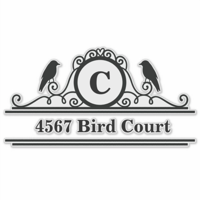 Bird Personalized Mailbox Address Sticker (Front)