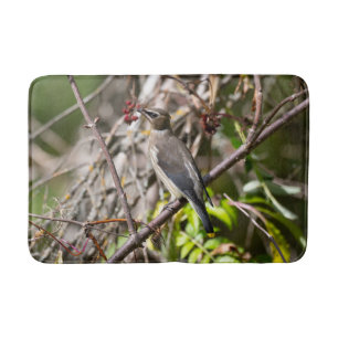 Bird Photography, Bohemian Waxwing Bath Mat