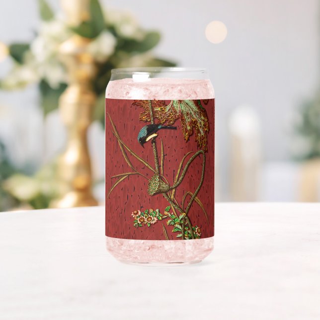 Bird & Plant Janpanese Ornamental Art Can Glass (Insitu (Wedding))