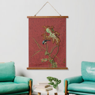 Bird & Plant Janpanese Ornamental Art Hanging Tapestry