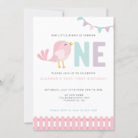Bird Premier anniversaire fille Invitation Little