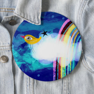 Bird rainbow blue sky 6 inch round button