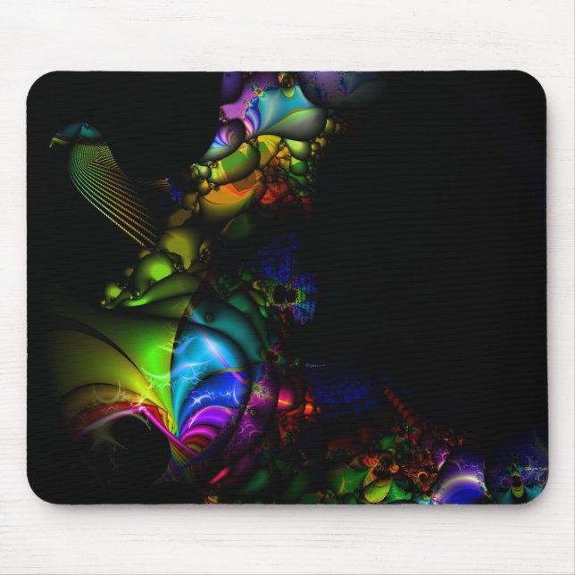 Bird Rainbow Fractal Mousepad (Front)