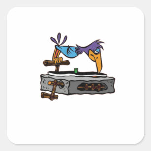 Bird Record Player Square Sticker