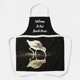 Bird Reflection Black and White Modern Apron