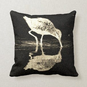 Bird Reflection Black and White Modern Throw Pillow