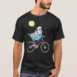Bird riding a bike Parrot owner Pet Blue Budgie T-Shirt