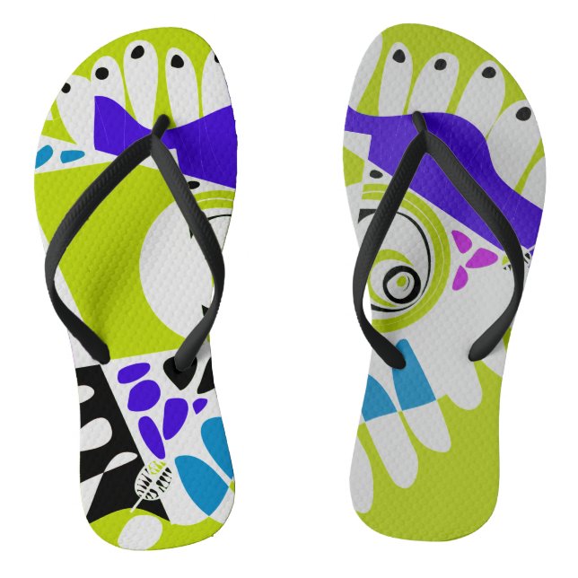 Bird’s Nest - Avocado Green Grey Flip Flops (Footbed)