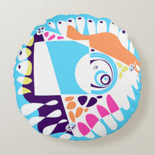 Bird’s Nest - Baby Blue White Round Pillow