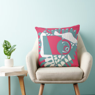 Bird’s Nest - Crimson Grey Throw Pillow