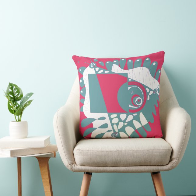 Bird’s Nest - Crimson Grey Throw Pillow (Chair)