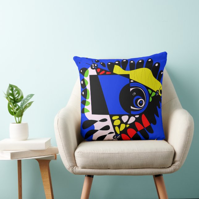 Bird’s Nest - Electric Blue Throw Pillow (Chair)